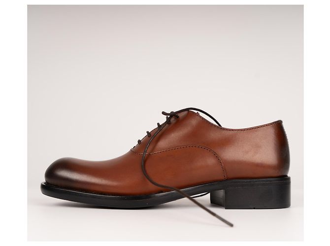 Scarpe Oxford in pelle patinata Prada Bruciato Brown Donna EU 37 - vista 4