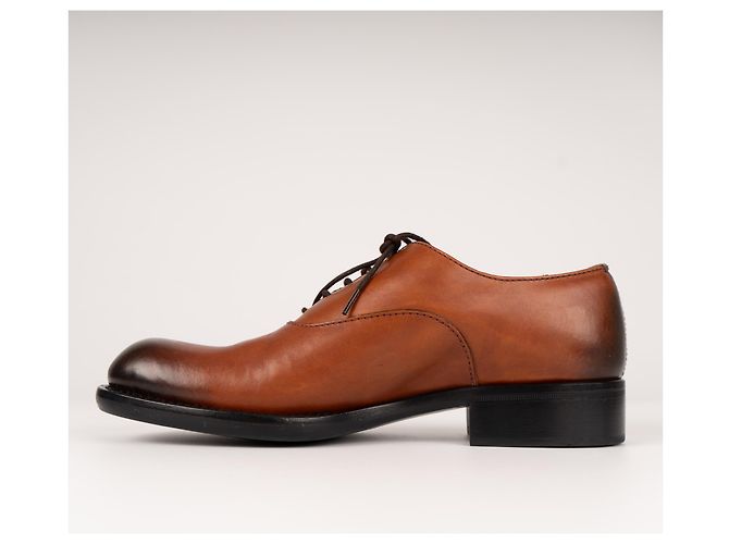 Scarpe Oxford in pelle patinata Prada Bruciato Brown Donna EU 37 - vista 5