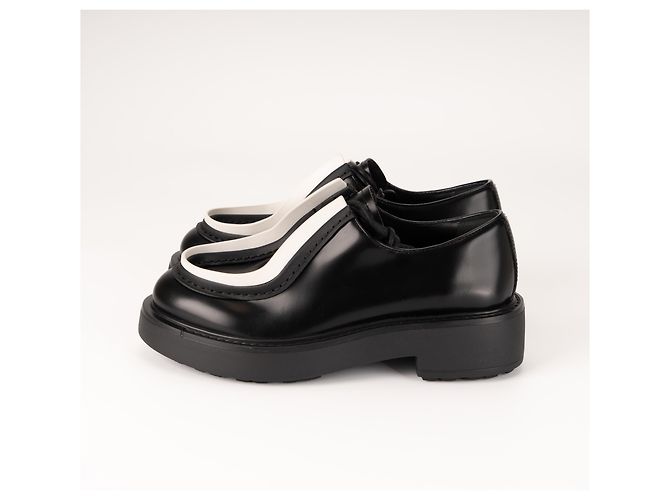 Sneaker con lacci in pelle spazzolata Diapason Prada Nero Bianco Donna EU 37 - vista 10