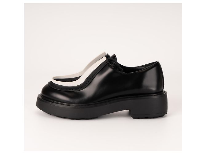 Sneaker con lacci in pelle spazzolata Diapason Prada Nero Bianco Donna EU 37 - vista 4