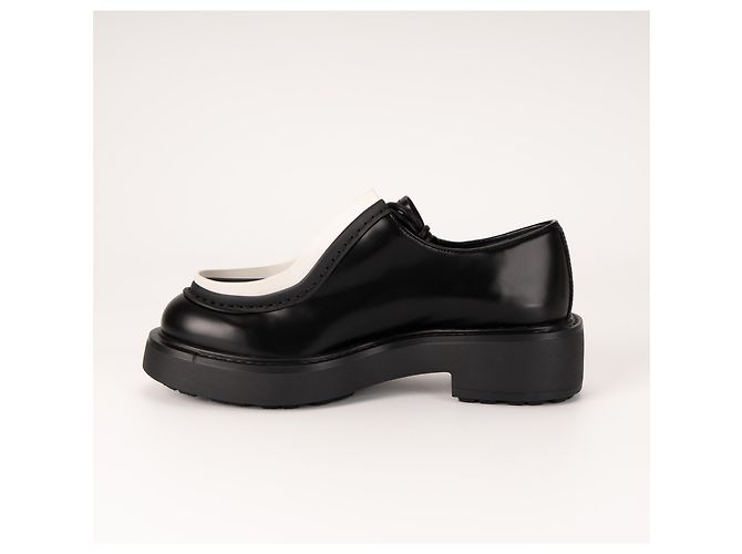 Sneaker con lacci in pelle spazzolata Diapason Prada Nero Bianco Donna EU 37 - vista 5
