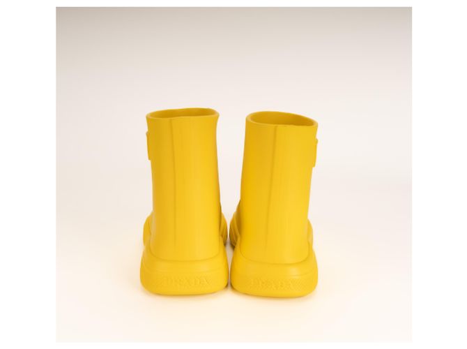 Botas de lluvia Prada Pull-On Rain Booties Goma Sunny Yellow Mujer EU 37 Amarillo - vista 10