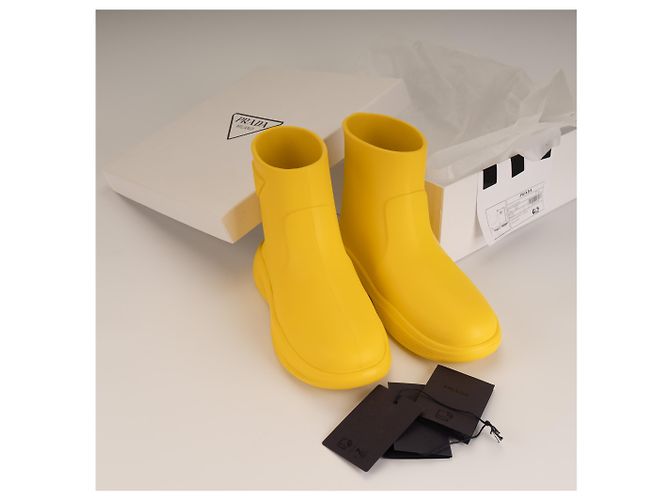 Botas de lluvia Prada Pull-On Rain Booties Goma Sunny Yellow Mujer EU 37 Amarillo - vista 2