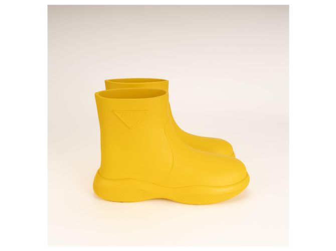 Botas de lluvia Prada Pull-On Rain Booties Goma Sunny Yellow Mujer EU 37 Amarillo - vista 6