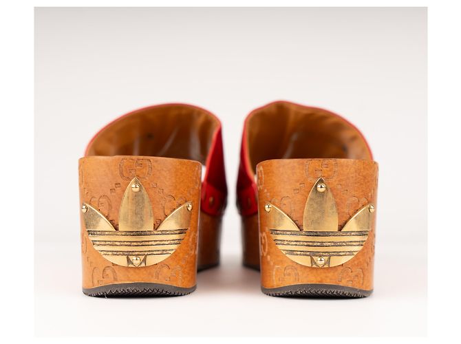 Sandali Gucci Adidas x Gucci GG Platform in cotone rosso Donna EU 39 - vista 10