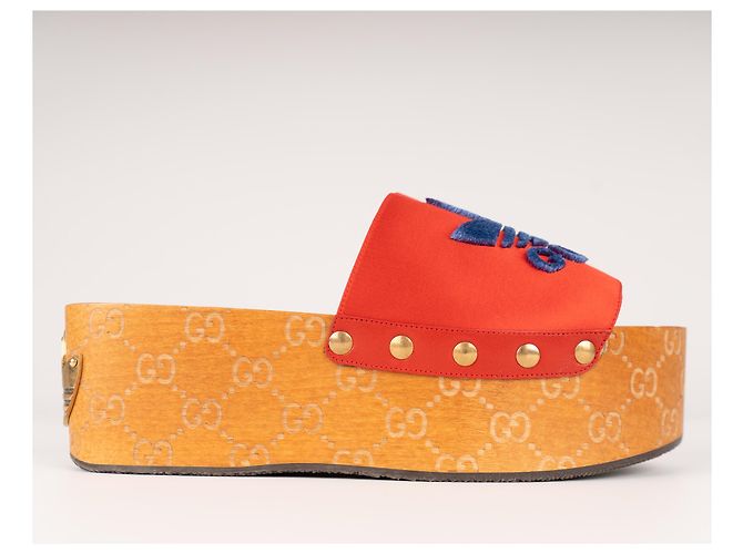 Sandali Gucci Adidas x Gucci GG Platform in cotone rosso Donna EU 39 - vista 3