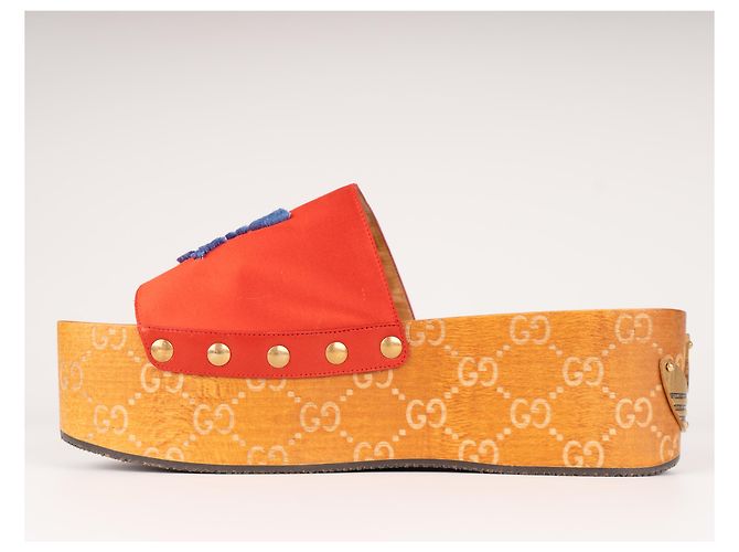 Sandali Gucci Adidas x Gucci GG Platform in cotone rosso Donna EU 39 - vista 5