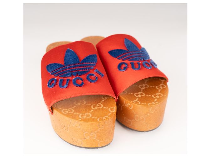 Sandali Gucci Adidas x Gucci GG Platform in cotone rosso Donna EU 39 - vista 7