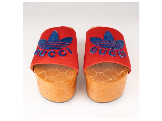 Sandali Gucci Adidas x Gucci GG Platform in cotone rosso Donna EU 39 - vista 8