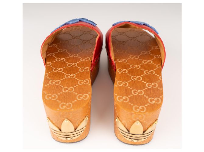 Sandali Gucci Adidas x Gucci GG Platform in cotone rosso Donna EU 39 - vista 9