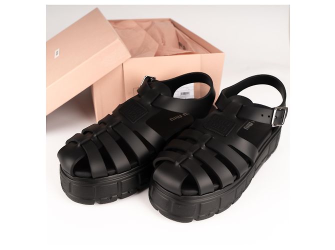 Sandali con piattaforma EVA Miu Miu Cage in gomma Nero Donna EU 40 - vista 2