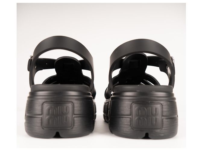 Sandali con piattaforma EVA Miu Miu Cage in gomma Nero Donna EU 40 - vista 9