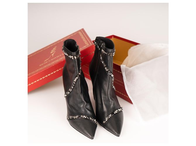 Botines Rene Caovilla Freda Crystal Leather Black Mujer EU 40 Negro - vista 2