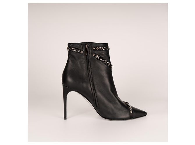 Botines Rene Caovilla Freda Crystal Leather Black Mujer EU 40 Negro - vista 3