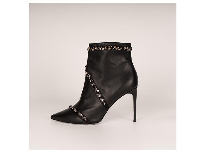 Botines Rene Caovilla Freda Crystal Leather Black Mujer EU 40 Negro - vista 4