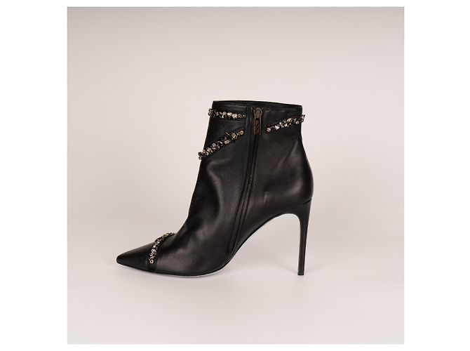 Botines Rene Caovilla Freda Crystal Leather Black Mujer EU 40 Negro - vista 5
