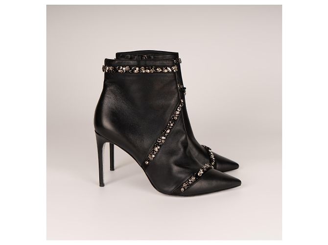 Botines Rene Caovilla Freda Crystal Leather Black Mujer EU 40 Negro - vista 6
