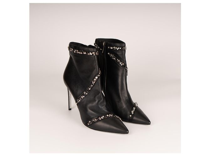 Botines Rene Caovilla Freda Crystal Leather Black Mujer EU 40 Negro - vista 7