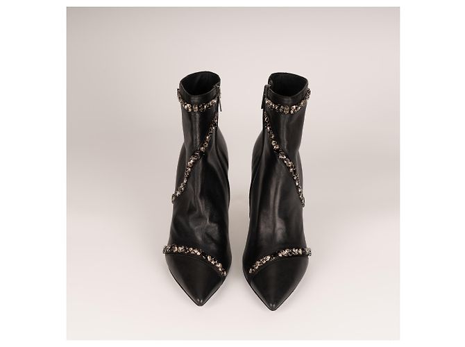 Botines Rene Caovilla Freda Crystal Leather Black Mujer EU 40 Negro - vista 8