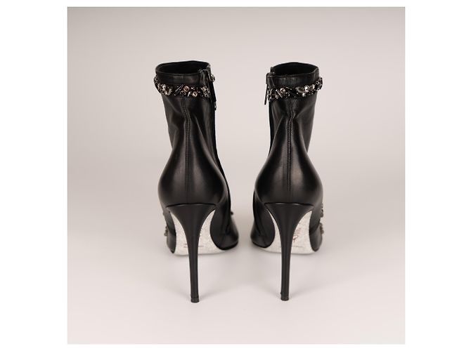 Botines Rene Caovilla Freda Crystal Leather Black Mujer EU 40 Negro - vista 9