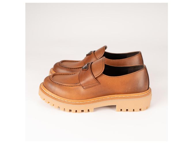 Mocassini Prada Chocolate Leather Cognac Donna EU 40 - vista 10