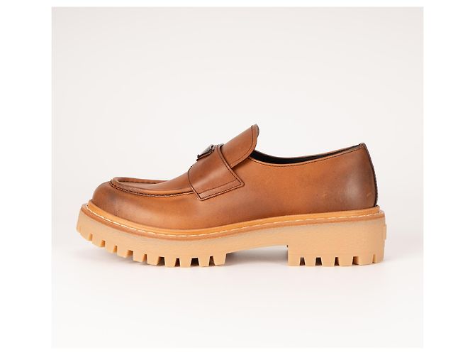 Mocassini Prada Chocolate Leather Cognac Donna EU 40 - vista 4