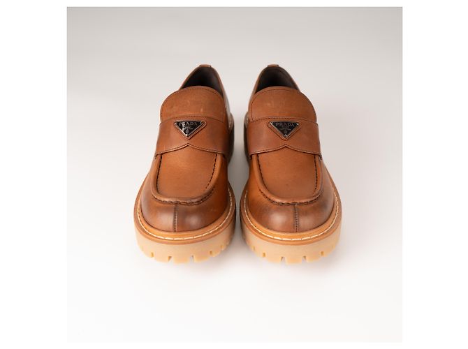 Mocassini Prada Chocolate Leather Cognac Donna EU 40 - vista 8