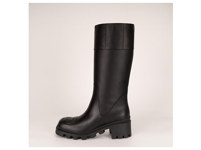 Botas altas de cuero Gucci Trip Interlocking G Black Mujer EU 40.5 US 10.5 Negro - vista 4