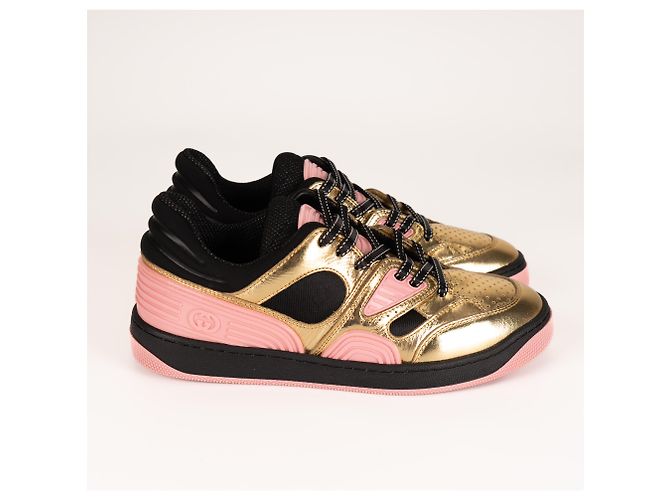 Sneaker basse Gucci in ecopelle Oro Nero Rosa Donna EU 36.5 D'oro - vista 10