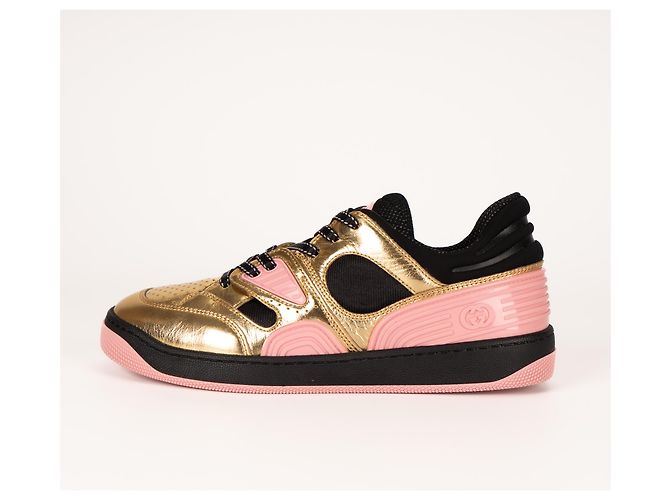 Sneaker basse Gucci in ecopelle Oro Nero Rosa Donna EU 36.5 D'oro - vista 4