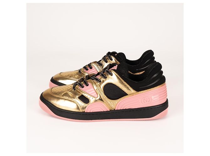 Sneaker basse Gucci in ecopelle Oro Nero Rosa Donna EU 36.5 D'oro - vista 6