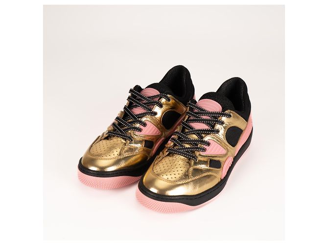 Sneaker basse Gucci in ecopelle Oro Nero Rosa Donna EU 36.5 D'oro - vista 7