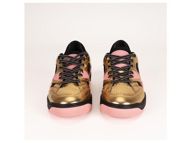 Sneaker basse Gucci in ecopelle Oro Nero Rosa Donna EU 36.5 D'oro - vista 8
