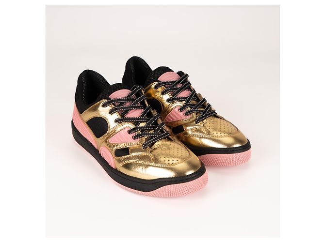 Sneaker basse Gucci in ecopelle Oro Nero Rosa Donna EU 36.5 D'oro - vista 9