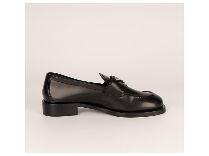 Mocassini in pelle spazzolata non foderati Prada Black Donna EU 37.5 Nero - vista 3