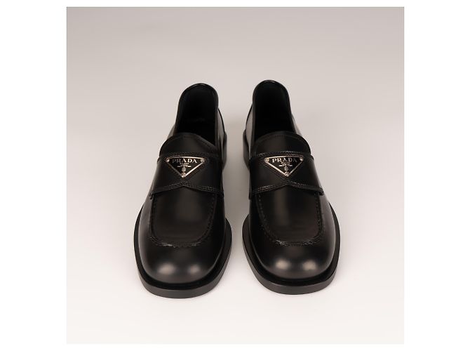 Mocassini in pelle spazzolata non foderati Prada Black Donna EU 37.5 Nero - vista 8