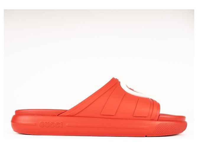 Sandali Gucci Slide Interlocking G in gomma Maple Red da uomo EU 42 US 8.5 Rosso - vista 3