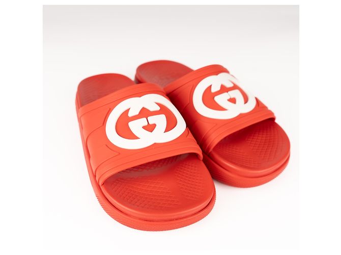 Sandali Gucci Slide Interlocking G in gomma Maple Red da uomo EU 42 US 8.5 Rosso - vista 7