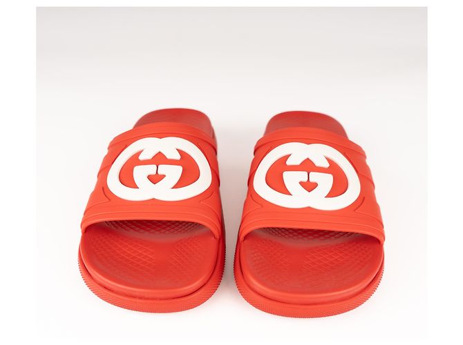 Sandali Gucci Slide Interlocking G in gomma Maple Red da uomo EU 42 US 8.5 Rosso - vista 8