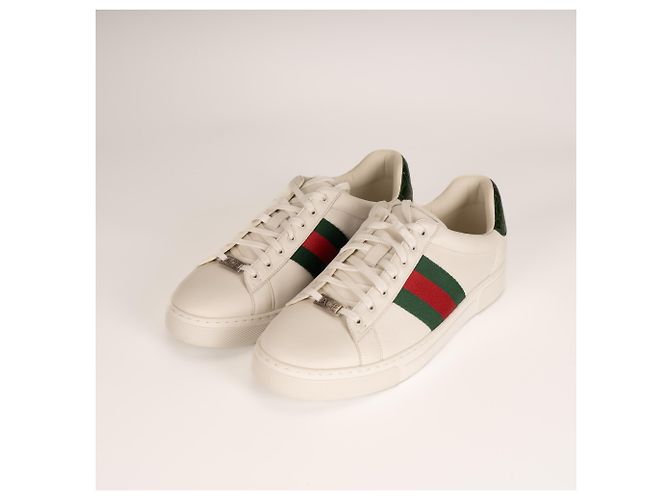 Sneaker Gucci Ace con Web in pelle bianca da uomo EU 43.5 Bianco - vista 10