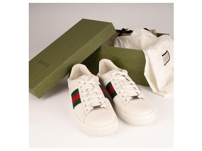 Sneaker Gucci Ace con Web in pelle bianca da uomo EU 43.5 Bianco - vista 2
