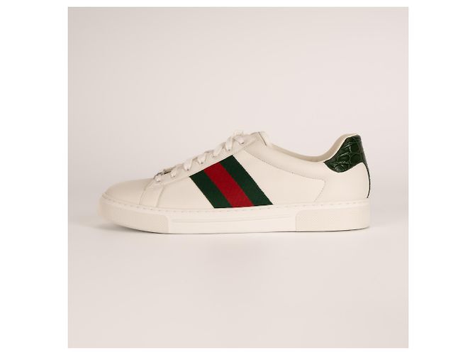 Sneaker Gucci Ace con Web in pelle bianca da uomo EU 43.5 Bianco - vista 4