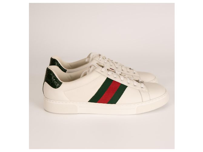 Sneaker Gucci Ace con Web in pelle bianca da uomo EU 43.5 Bianco - vista 6