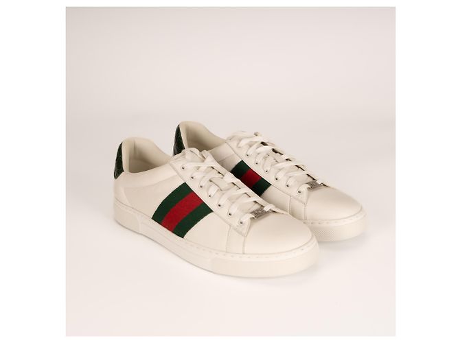 Sneaker Gucci Ace con Web in pelle bianca da uomo EU 43.5 Bianco - vista 7