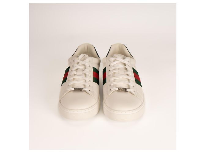 Sneaker Gucci Ace con Web in pelle bianca da uomo EU 43.5 Bianco - vista 8