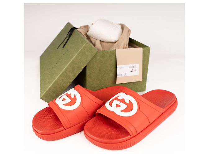 Gucci Interlocking G Slide in gomma Maple Red da uomo EU 43 Rosso - vista 2