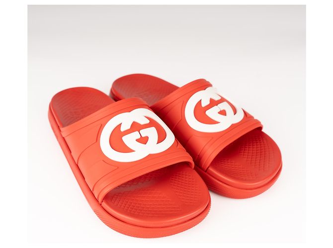 Gucci Interlocking G Slide in gomma Maple Red da uomo EU 43 Rosso - vista 7