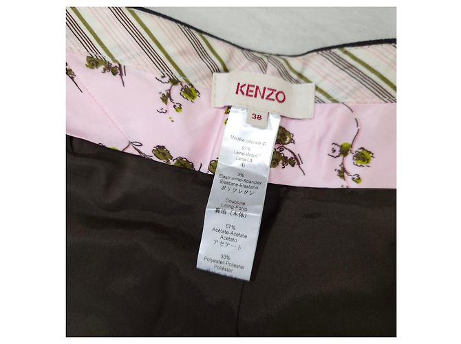 Kenzo Tailleur Pantalone Marrone Gessato - vista 2