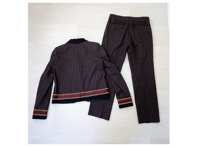 Kenzo Tailleur Pantalone Marrone Gessato - vista 3