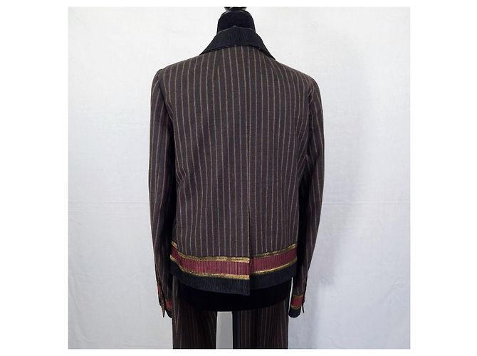 Kenzo Tailleur Pantalone Marrone Gessato - vista 4